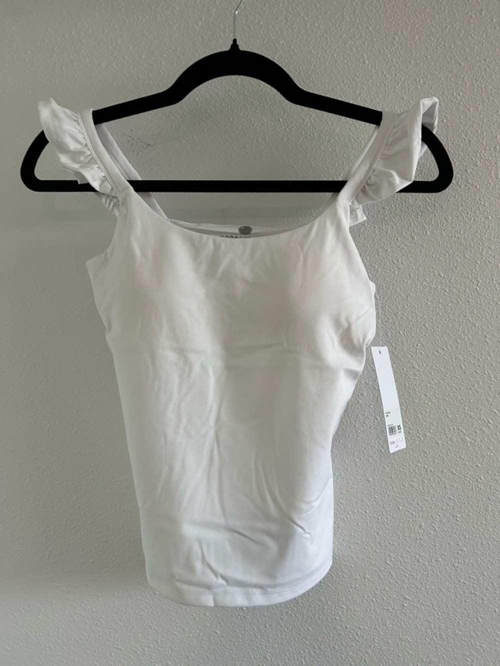 Yogalicious White Ruffle Strap Tank Top